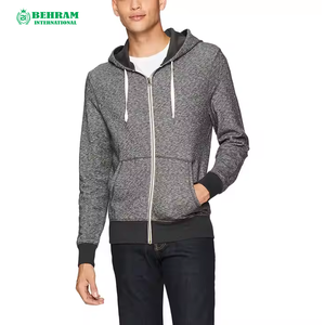 Ventes en gros de sweats à capuche unisexes personnalisés OEM, coupe classique, couleur unie, fermeture éclair |   Nouveaux sweats à capuche en molleton français 100% coton pour l'hiver - Product Image 3