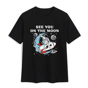 Nuevas camisetas para hombres Street Wear Los astronautas aman la luna Estampado gráfico Camisetas Algodón Verano Hombro regular Camisetas para hombres - Product Image 3