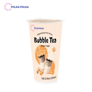 Tazas de té Boba de azúcar moreno aprobadas por OEM, ingredientes de té de burbujas listos para beber de 250ml con 24 meses de vida útil - Product Image 1