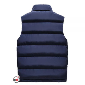Gilet homme poche en 5 dimensions couleur et logo hiver épais solide fermeture à glissière sans manches doudoune en coton rembourré - Product Image 4