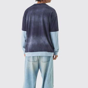 เสื้อยืดสีแอซิดสำหรับทุกเพศทันสมัยเสื้อยืดกันแดดซีดจางสำหรับสวมใส่สบายๆในชีวิตประจำวันลุคซักแล้วด้วยผ้าฝ้ายเนื้อนุ่ม - Product Image 2