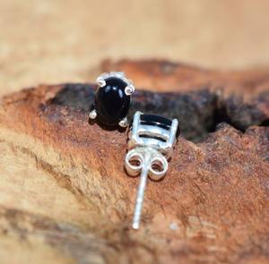 Bijoux pour femmes Boucles d'oreilles en argent style bohème Bijoux en argent sterling 925 Onyx noir Boucles d'oreilles tendance faites à la main - Product Image 4