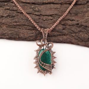 Sakota Mines <b>Emerald</b> Fashion <b>Pendant</b> Charm Oval Cut Gemstone Silver Plated Copper Wire Wrapped For Wedding Anniversary Gift - Product Image 4