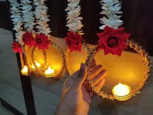 Guirlande de jasmin doux avec bracelet Gota bougie chauffe-plat Diwali Bihu décor Mandapam Temple décor Grihapravesh décor - Product Image 3