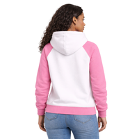 Sweat-shirt polaire blanc à manches raglan pour femme, avec badge frontal, idéal pour les sororités grecques et les confréries universitaires, collection hiver
