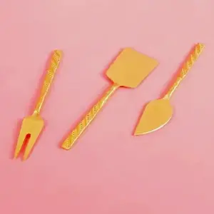 Ensemble de couteaux à fromage modernes en acier inoxydable Poignée de noeud de coulée en laiton élégant Outil de coupe de cuisine pour mariages Fruits et légumes - Product Image 4