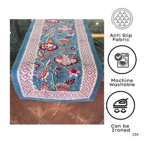 Nouveauté 100% pur coton indien main bloc imprimé Tablerunner élégant Floral Vintage sarcelle rouge Designer linge de Table pour la maison - Product Image 2