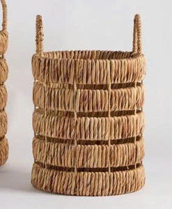 Lot de 2 paniers en paille de bois avec cadre et poignée en métal pour chambre et hôtel, design Mid-Century, vente en gros - Product Image 2