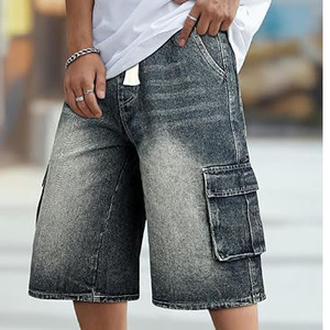 กางเกงขาสั้นผู้ชายแบบแห้งเร็วกระเป๋าตกแต่งลาย100% ผ้าฝ้ายไซส์ใหญ่พิเศษ - Product Image 3