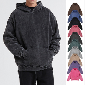 เสื้อมีฮู้ดแบบสวมหัวสำหรับผู้ชายผ้าบาติกแบบวินเทจผ้าฝ้าย100% พิมพ์ลาย DTG ผ้าไหมที่กำหนดเอง420GSM - Product Image 5