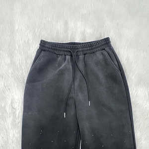 Ensemble de survêtement deux pièces pour homme avec logo personnalisé, décoré de strass, sweat à capuche à cordon et pantalon de jogging en polaire unie pour l'hiver – Vente en gros - Product Image 5