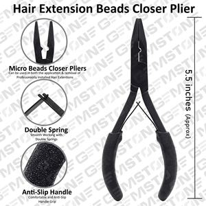 Stainless Steel Micro Ring Beads Closer Black Grip Hair Extension Plier Silicone Glue Reusable Beads <b>Crochet</b> <b>Hook</b> Plastic - Product Image 6