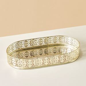 A.K Handicrafts Christmas Decorative Brass Light Golden Finish Modern Multi-Functional Luxury Mirror Rectangle Tray <b>Decor</b> - Product Image 5