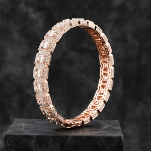 Premium Two-Row 14K <b>White</b> <b>Gold</b> Cuban Link Diamond <b>Bracelet</b> Luxury Iced Out Hip Hop Jewelry Trendy Gift for Unisex - Product Image 1