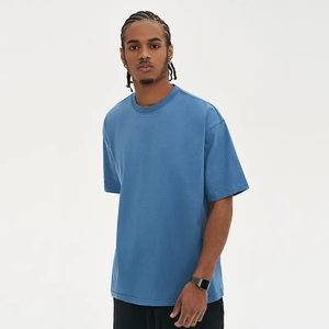 Camiseta Extra Grande para Hombre, 100% Algodón, Tejido Grueso, Estilo Urbano, Hombros Caídos, Manga Corta, Color Sólido, Ajuste Holgado, Personalizable - Product Image 4