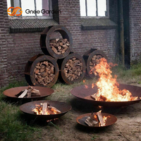 Grand bol à feu rond en acier corten Conception simple Brasero portable pour le chauffage extérieur Foyer utilisant du bois de chauffage
