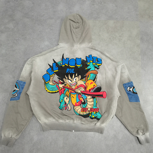 เสื้อฮู้ดดี้ปักลายเชนิลล์แบบกำหนดเอง แต่งสีสเปรย์ กระเป๋าผ้ายีนส์ ทรงปกติ สำหรับผู้ชาย ประดับคริสตัล ฤดูหนาว เป็นมิตรกับสิ่งแวดล้อม สไตล์วินเทจ - Product Image 2