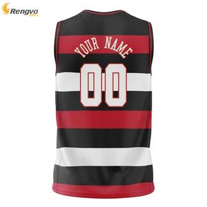 เสื้อบาสเก็ตบอลพิมพ์ซับลิเมชันออกแบบได้ตามต้องการมีตัวเลขและชื่อพลัสไซส์มาใหม่ - Product Image 3