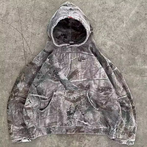 Sudaderas con capucha de camuflaje para hombre con estampado Vintage personalizado 450 Gsm sudaderas Boxy algodón gráfico caza Sudadera con capucha de camuflaje para hombre - Product Image 1