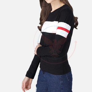 Women Casual 100% Cotton Eco-Friendly Heavy Duty Long Sleeves T-Shirts OEM Service - Product Image 3
