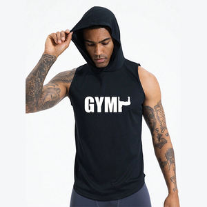 Men's Hooded <b>Sleeveless</b> Fleece Zipper-Up <b>Hoodie</b> 100% Cotton Summer Casual Quick Dry & Breathable Muscle Fit - Product Image 1