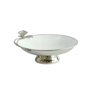 Tazón de mesa de metal plateado artístico, centro de mesa decorativo hecho a mano de lujo, acento para comedor moderno, exhibición para sala de estar - Product Image 4