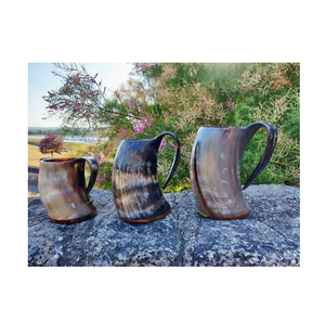 Mug en corne de buffle gravé, nouveau design, authentique, fait à la main, mug à bière en corne de buffle, prix les plus bas - Product Image 5