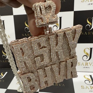 IGI Certified 14k <b>Solid</b> <b>Gold</b> VVS Moissanite Round Cut Diamond <b>Pendant</b> Fully Iced Hip Hop for Men Fine Jewelry for Parties - Product Image 4