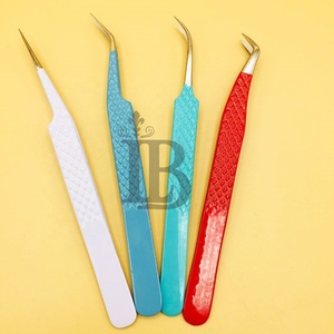 Nouvelles pinces à épiler isolantes pour extensions de cils en vison, pinces à épiler courbées pour cils, en acier inoxydable durable, offres avec logo - Product Image 6