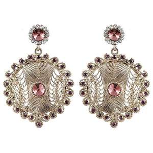 Pendientes colgantes finos Kriaa con piedra austriaca púrpura chapada en oro 1302030 - Product Image 1