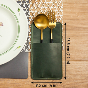 Cubiertos de cuero genuino hechos a mano de lujo respetuosos con el medio ambiente para restaurante, organizador de comedor, almacenamiento de cubiertos Vintage duradero - Product Image 5