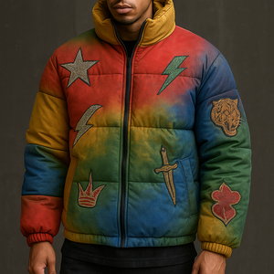 Chaqueta Safari de Moda para Hombre, Estilo Vintage, Abrigo Acolchado Grueso y Cálido para Invierno, Ropa Casual para Uso Diario, Decoración con Pedrería Satinada - Product Image 2