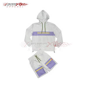 Men's Comfortable Windbreaker Shorts Set Hooded <b>Jacket</b> Mesh Lining Solid Knee-Length Summer <b>Workout</b> Windbreaker Shorts Winter - Product Image 3