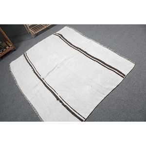 พรมตุรกีวินเทจ ขนาด 5.1x4.3 ฟุต (154x130 ซม.) ลายตารางสีขาวน้ำตาล - Product Image 2