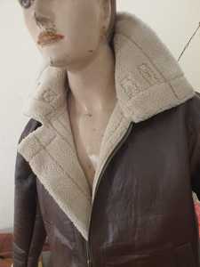 Blouson aviateur pilote vintage marron pour homme en peau de mouton véritable Veste d'hiver en cuir de mouton réversible et respirante Service OEM - Product Image 4