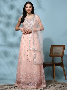 Vestido Anarkali de trabajo a mano con bordado de red pesado de diseñador más reciente de Fab Zone - Product Image 3