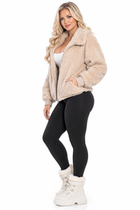 Chaqueta de Sherpa para Mujer, Abrigo Teddy Transpirable con Relleno de Poliéster, Grueso, con Cierre, Cuello Regular, para Otoño - Product Image 2