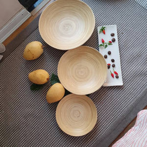 Set de vaisselle ronde en bambou filé assiette de service traiteur plats à manger naturels biodégradables fabriqués au Vietnam - Product Image 3