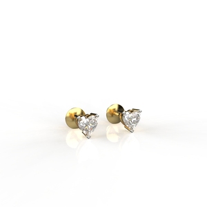 Avarta 18K Gold <b>Fine</b> <b>Stud</b> <b>Earrings</b> Heart Solitaire Design 40 Cents Each - Product Image 2