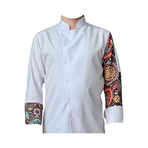 Giacca da Chef con motivo Unisex chiusura a scatto manica lunga giacca da cucina con motivo Mandala