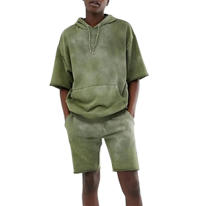 NUEVO Conjunto Deportivo Informal de Verano con Lavado Ácido, Conjunto de 2 Piezas de Alta Resistencia, 100% Algodón Tejido, Color Personalizado para Hombre - Product Image 5