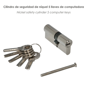 Cilindro di sicurezza 30x40 mm/13,5 a camma corta nichelato con 5 chiavi - Product Image 3