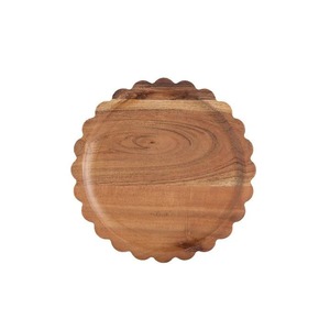 Plateau de service rond en bois massif artisanal, plateau de service en bois naturel pour la table de cuisine, présentation des aliments, décoration - Product Image 4