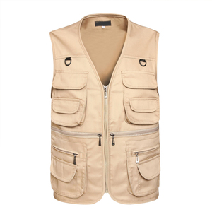 High Quality Hot Selling <b>Men's</b> Cargo <b>Vest</b> Premium Quality <b>Multi</b> Pockets Solid Color Zip Up Closure Caro <b>Vest</b> - Product Image 1