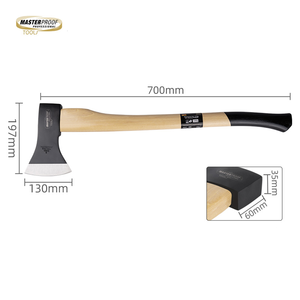 Hache de fendeur professionnelle de 1250g avec fourreau en cuir véritable, hache à bois robuste en acier forgé pour le camping et le jardinage - Product Image 5