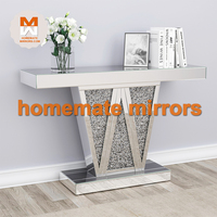 Console contemporaine en verre argenté avec miroirs pour couloir