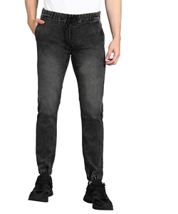 2024 New Fashion Men's Jeans Best Quality Slim Fit Solid <b>Black</b> Casual Wear Ripped Design Mid Waist Pocket Decoration Denim Print - Product Image 1