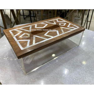 Caja de pañuelos con incrustaciones de nácar, soporte de lujo de gama alta OEM | ODM rectángulo de madera, con acrílico de Vietnam, novedad de 2023 - Product Image 4