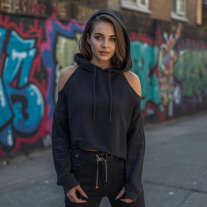 Sudadera Corta con Hombros Caídos, Forro Polar de Poliéster/Nylon, Larga, Impermeable, Transpirable, para Invierno, OEM/ODM, Marca Privada - Product Image 2