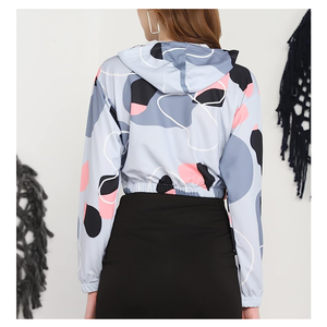 Sudadera Corta con Capucha para Mujer, Estilo Nuevo, Tejida, con Estampado Tie-Dye, Deportiva, de Color Sólido, Ligera, para Otoño - Product Image 2